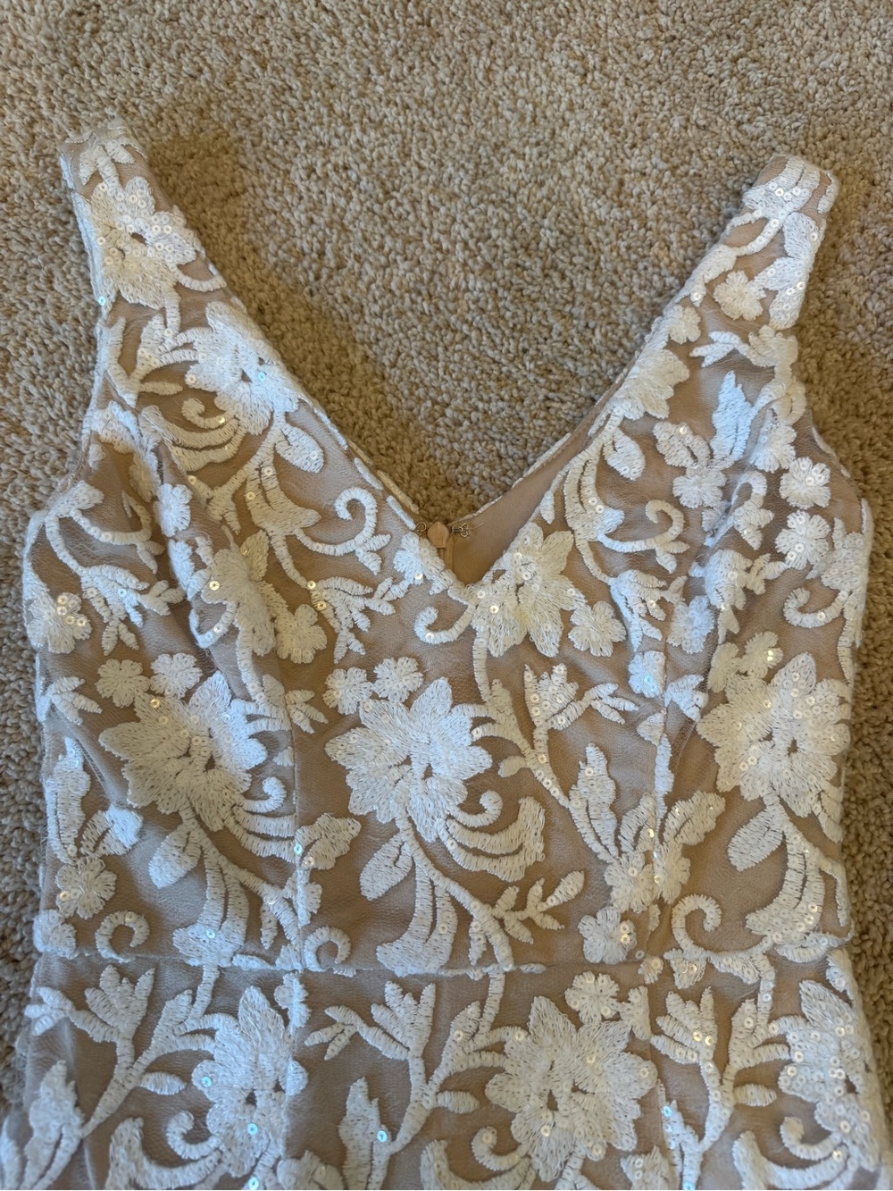 BHLDN Nude and White Lace Midi Dress - Picture 4 of 6